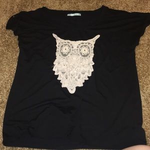 Maurices owl crochet shirt